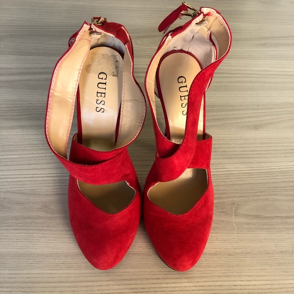 NWOT Guess Red Ramba Criss-Cross Pump Heels 8 1/2 - Picture 2 of 6